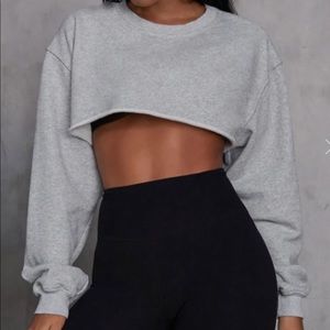 Joah Brown Cropped Cut Off Sweatshirt